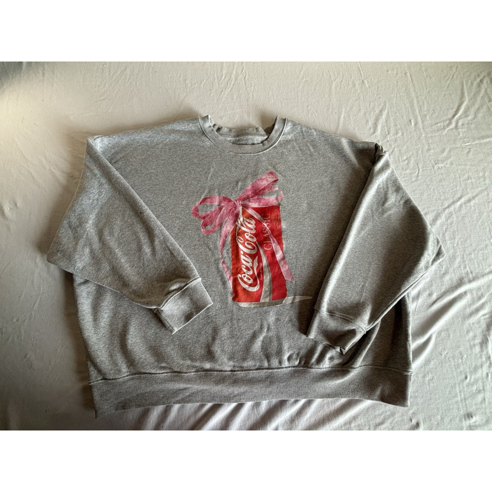 Coca-Cola Men's Grey Sweatshirt with Can and Bow Graphic XXL‎
